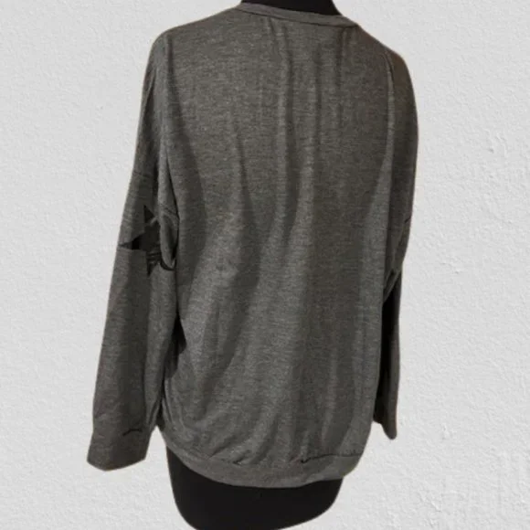 Hippie Chic Grey with Stars Crew Neck Sweatshirt  4261  NWT Boutique - Picture 2 of 10
